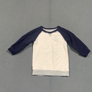 OshKosh Bgosh 18M Navy White Raglan Sweatshirt B Yourself Varsity Pullover